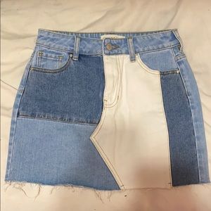 multi colored denim skirt